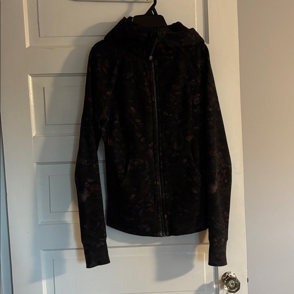 Lululemon Athletica Black Floral Zip-Up Hoodie